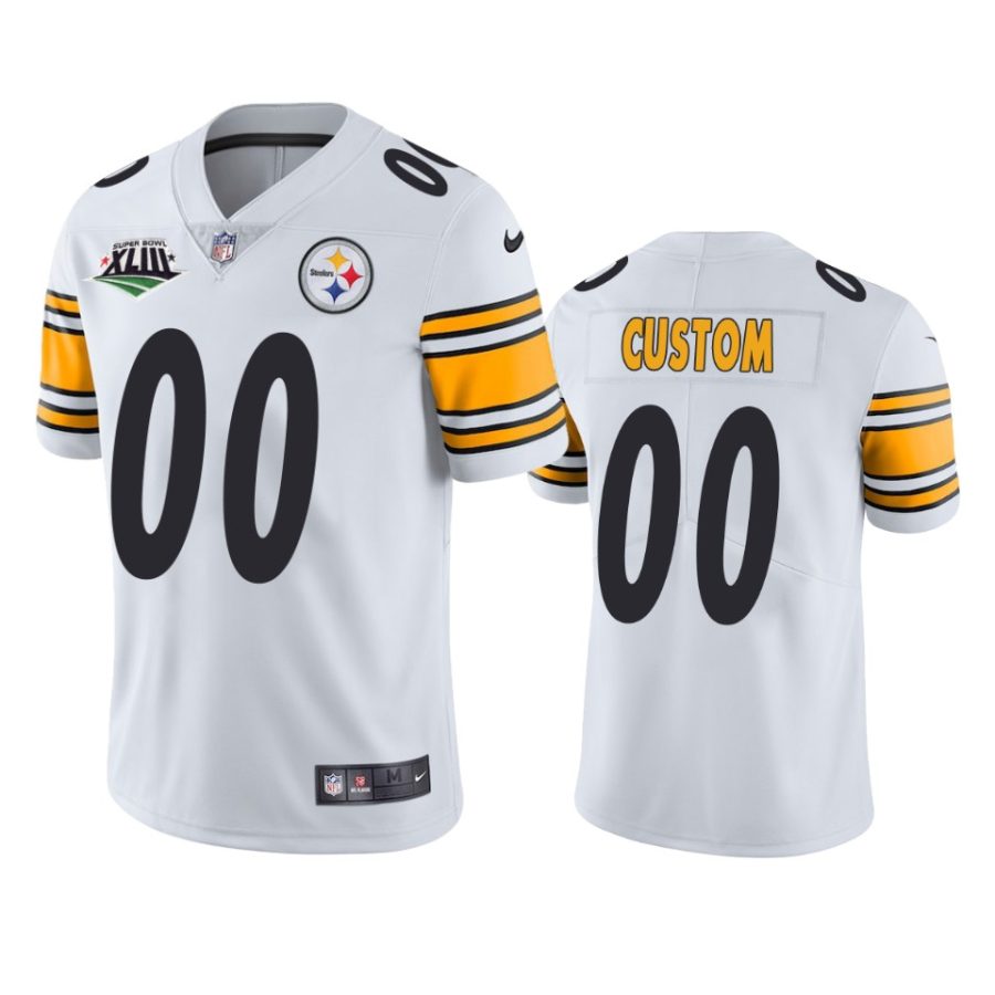 steelers custom white super bowl xliii patch jersey