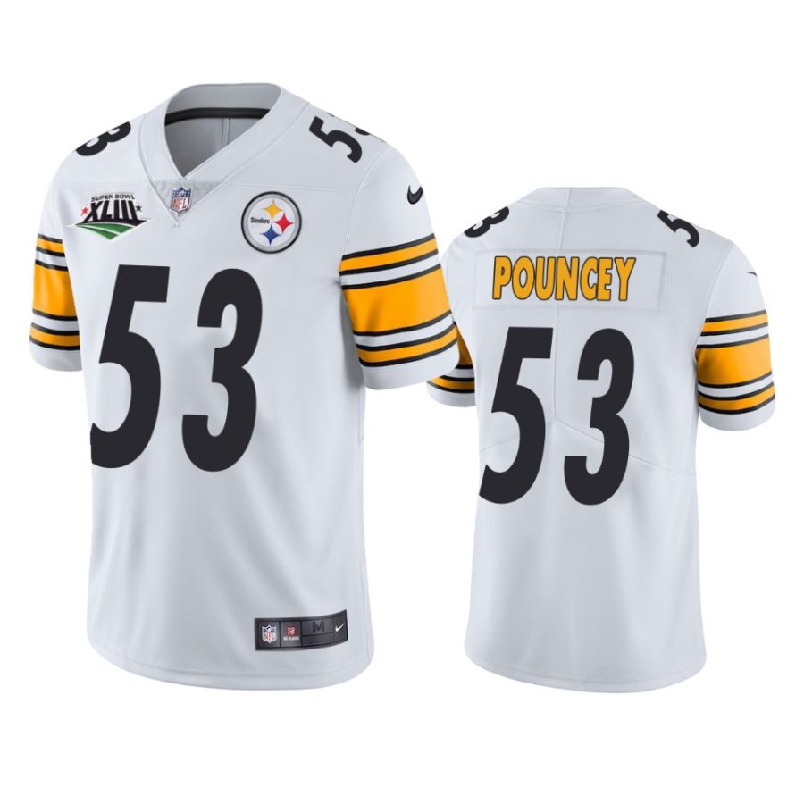 steelers maurkice pouncey white super bowl xliii patch jersey