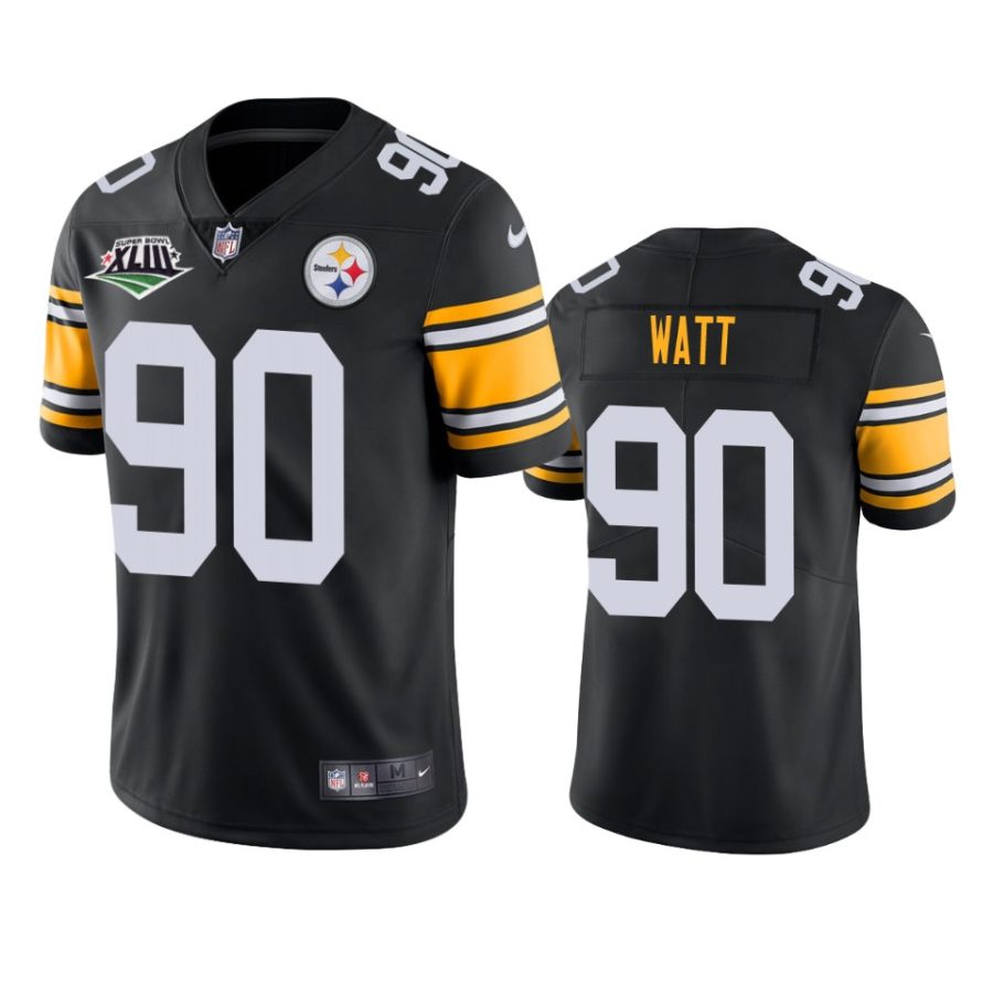 steelers t.j. watt black super bowl xliii patch jersey