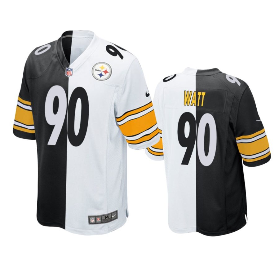 steelers t.j. watt black white split two tone jersey