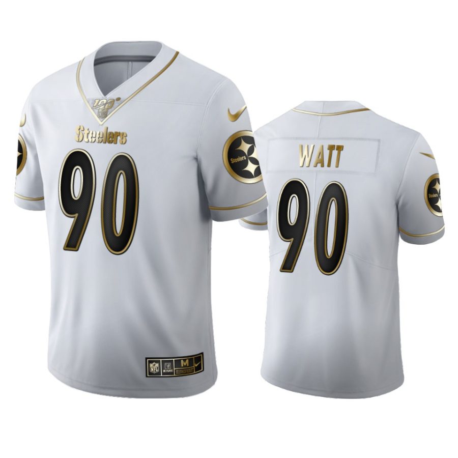 steelers t.j. watt white golden edition 100th season jersey