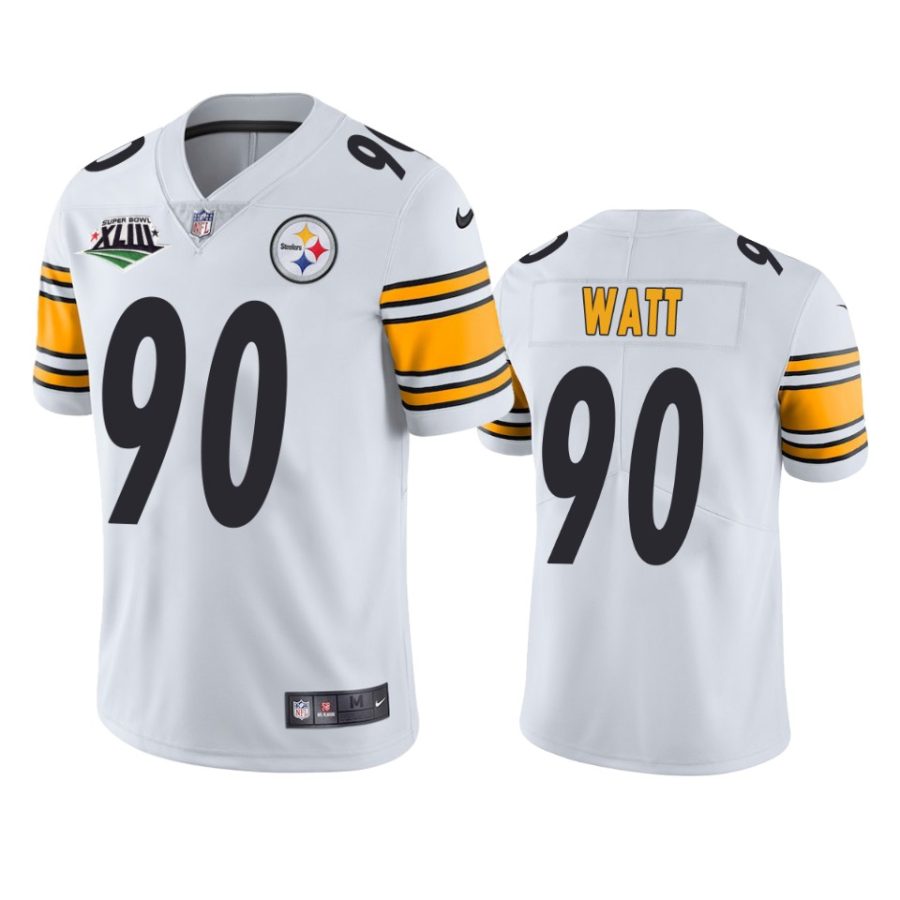 steelers t.j. watt white super bowl xliii patch jersey