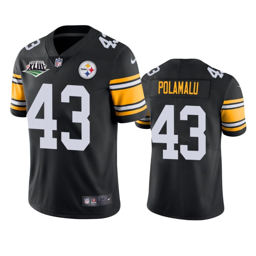 steelers troy polamalu black super bowl xliii patch jersey