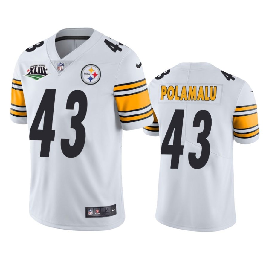 steelers troy polamalu white super bowl xliii patch jersey