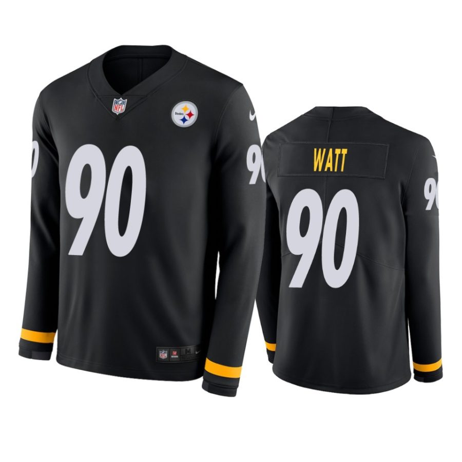 t.j. watt steelers black therma long sleeve jersey