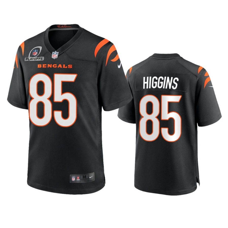 tee higgins bengals black 2021 nfl playoffs patch jersey