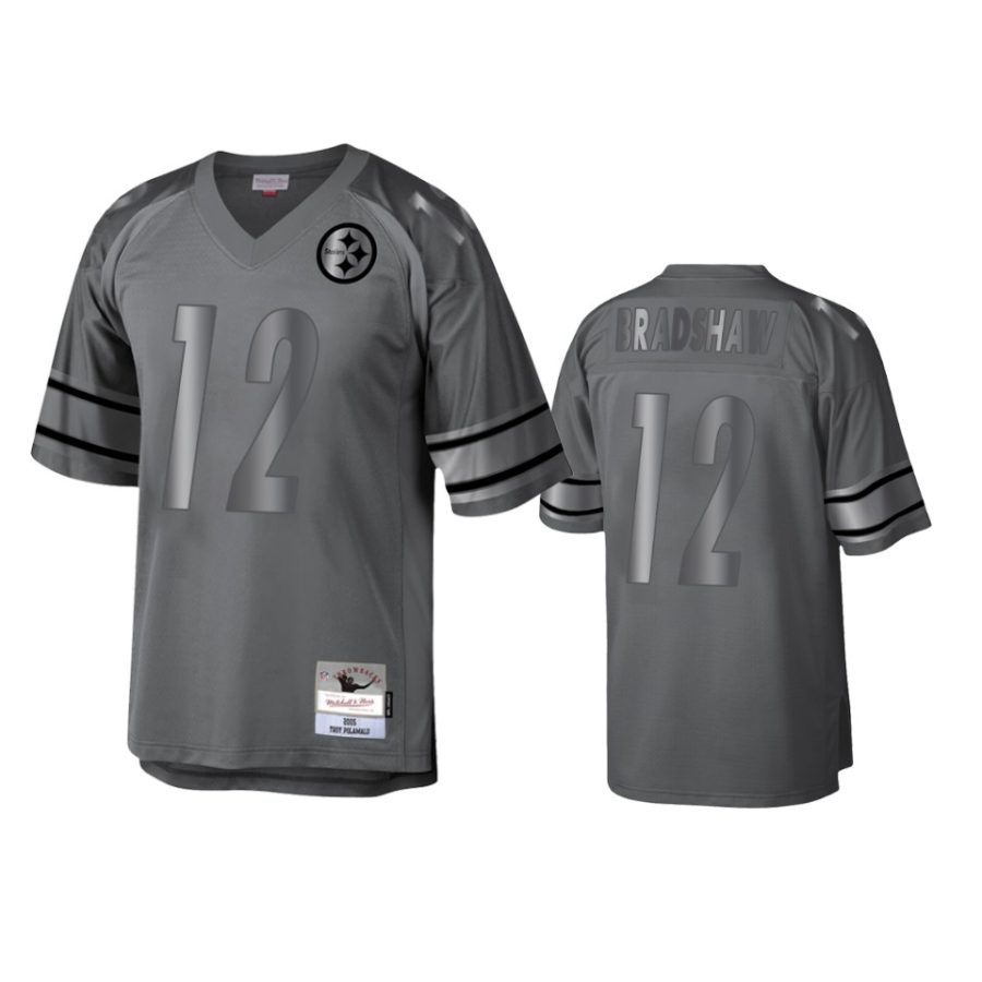 terry bradshaw steelers charcoal throwback metal legacy jersey