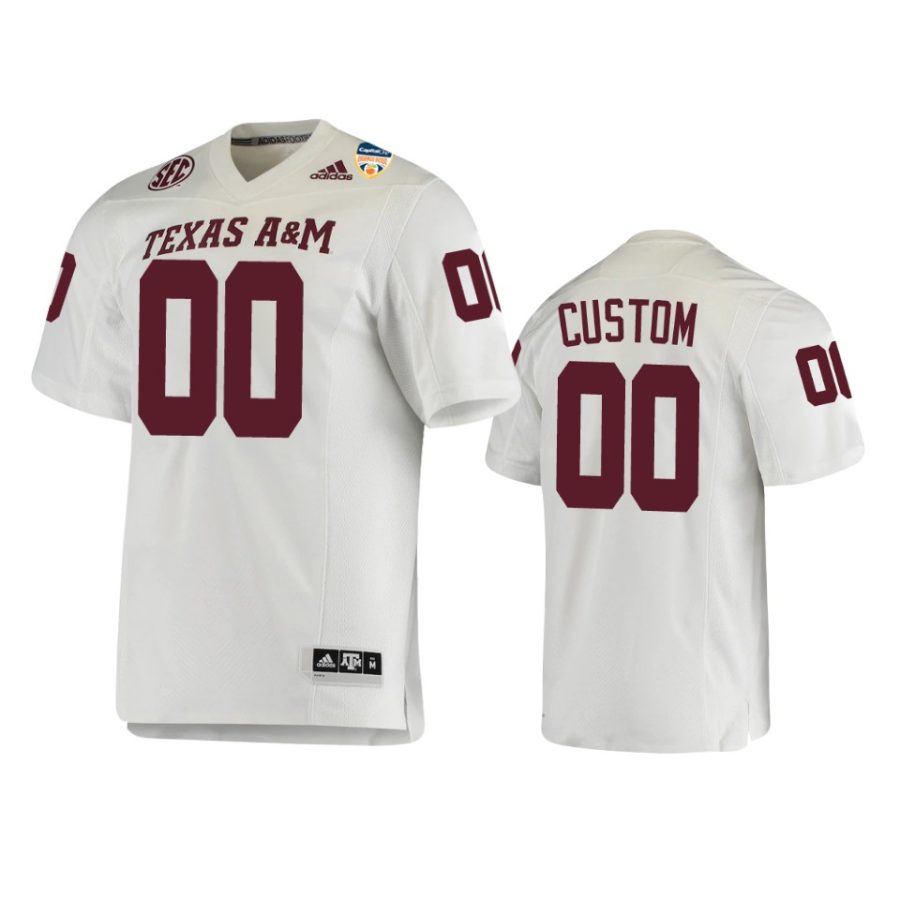 texas am aggies custom white 2021 orange bowl jersey