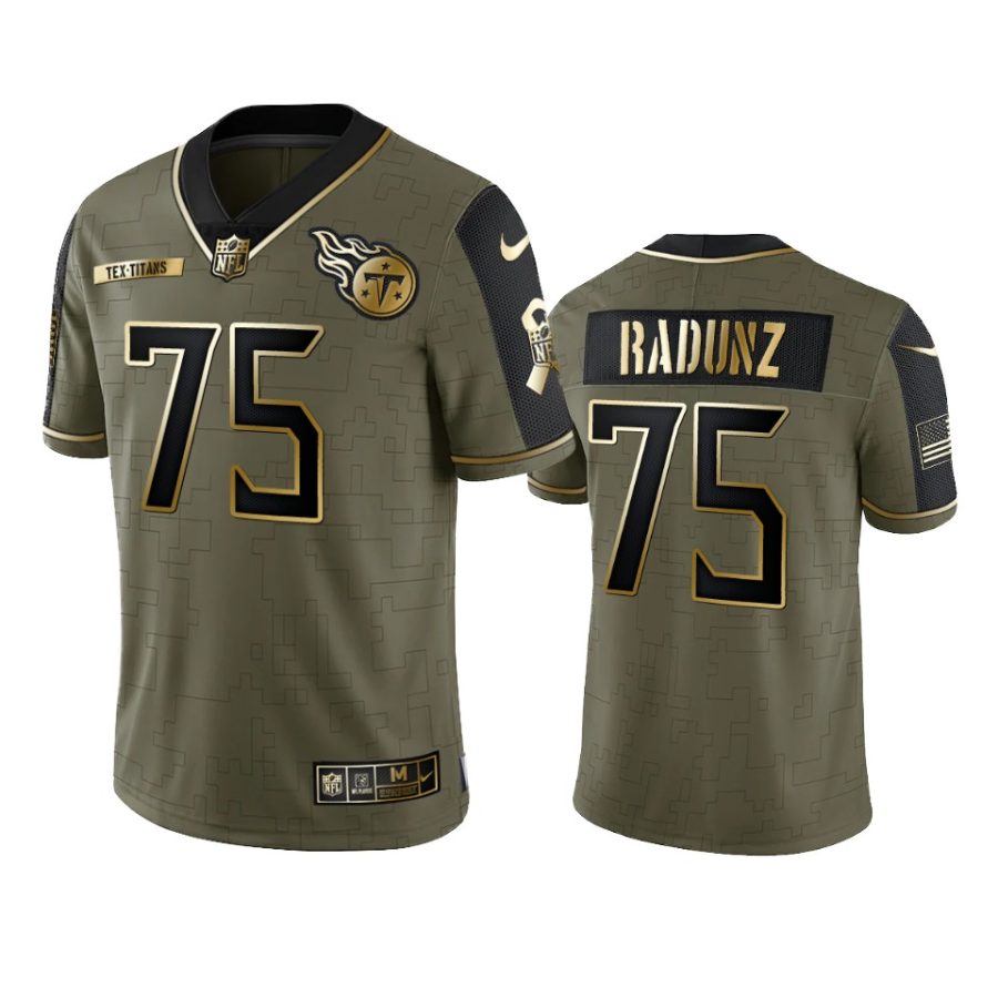 titans dillon radunz olive gold limited 2021 salute to service jersey