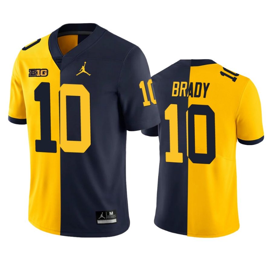 tom brady michigan wolverines maize blue split college football game jersey