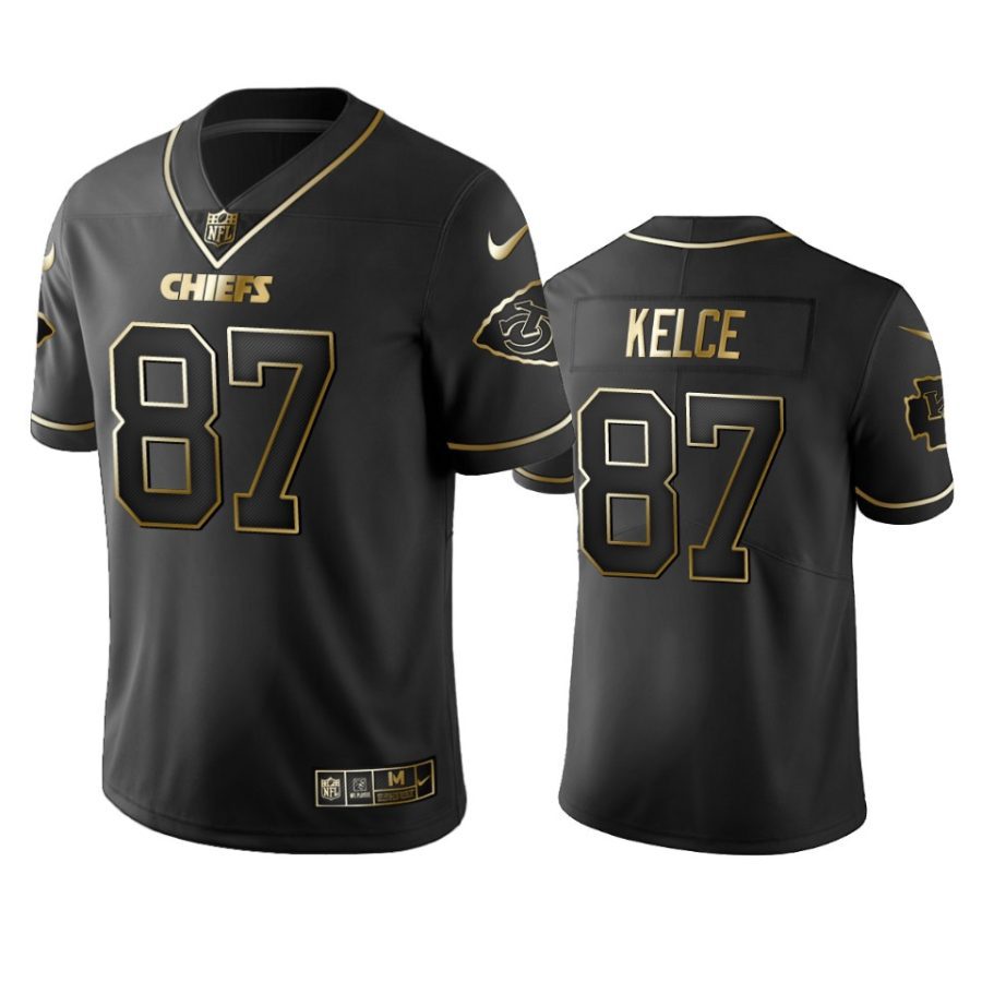 travis kelce chiefs black golden edition jersey