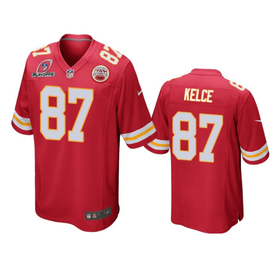 travis kelce chiefs red 2021 nfl playoffs patch jersey