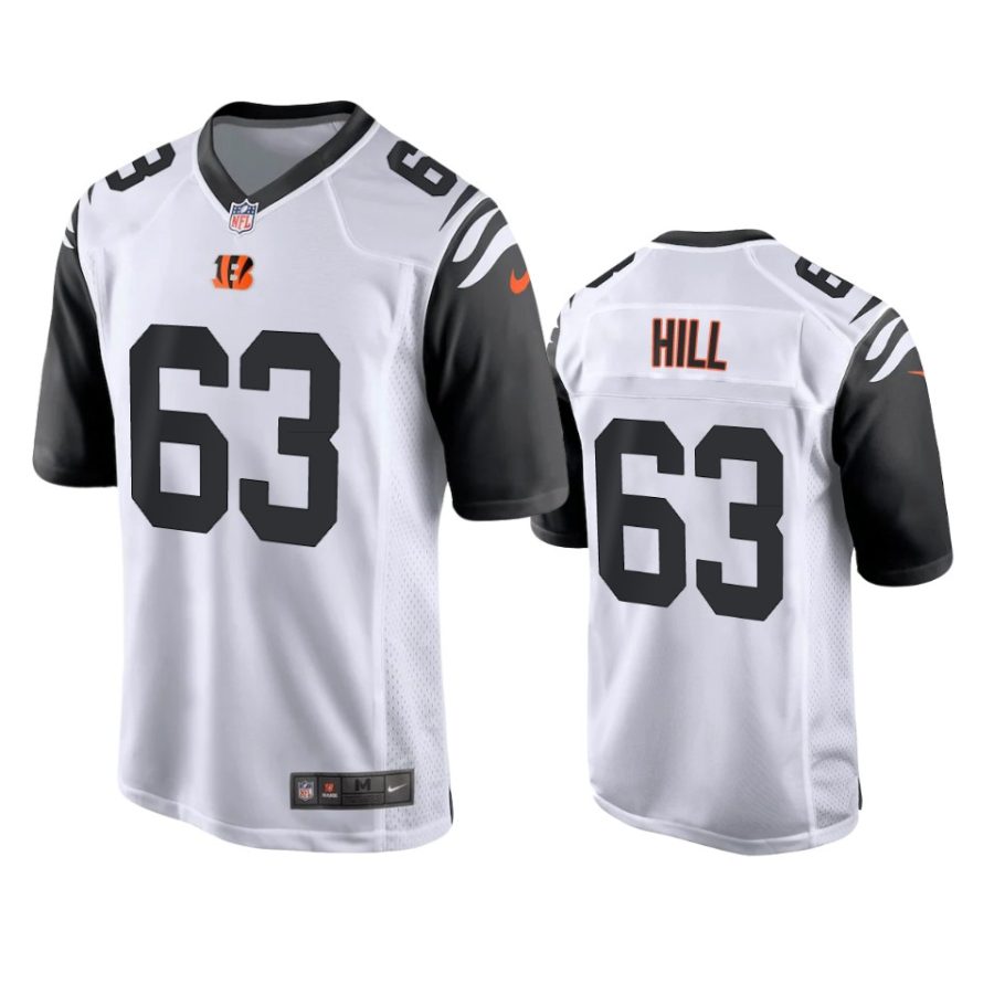 trey hill bengals white alternate game jersey