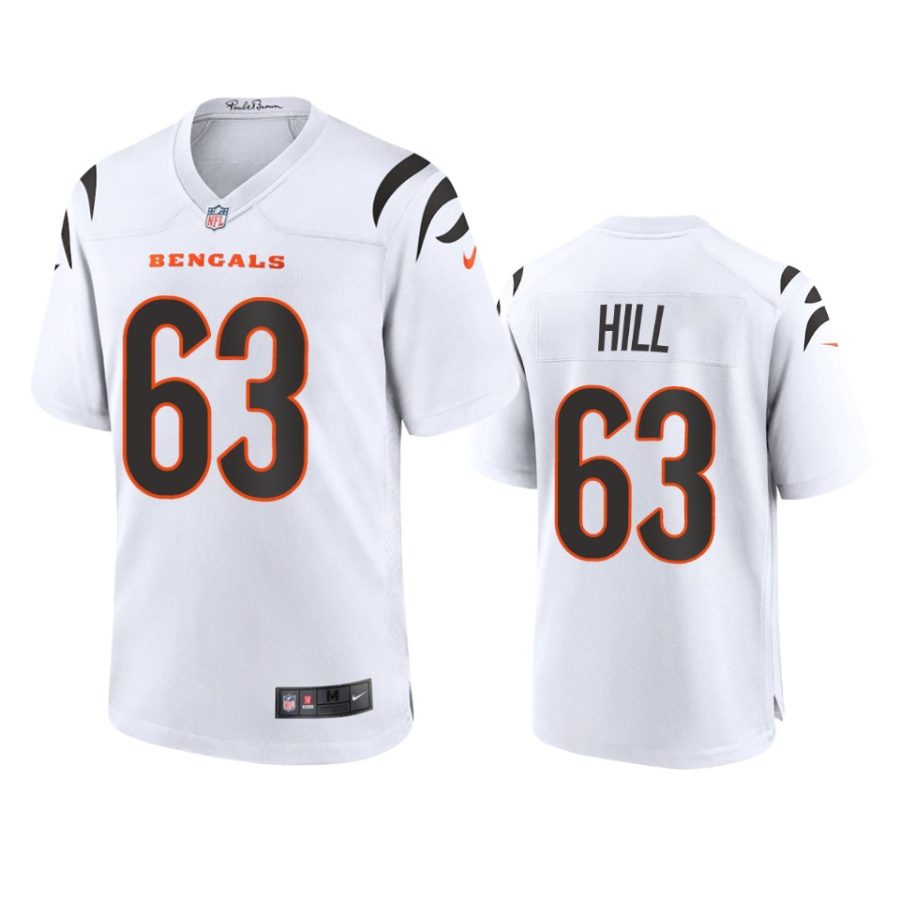 trey hill bengals white game jersey