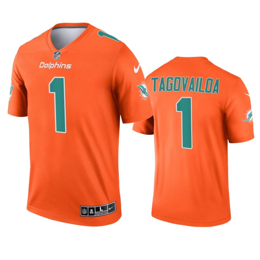 tua tagovailoa dolphins 2021 inverted legend orange jersey