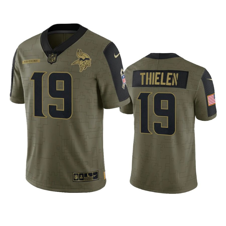 vikings adam thielen olive limited 2021 salute to service jersey