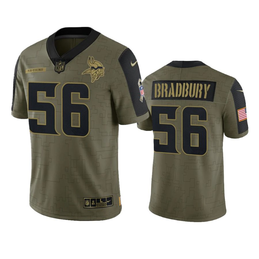 vikings garrett bradbury olive limited 2021 salute to service jersey