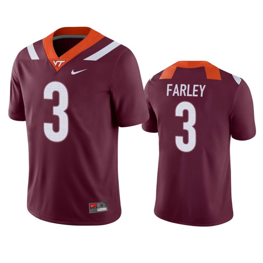 virginia tech hokies caleb farley maroon game jersey