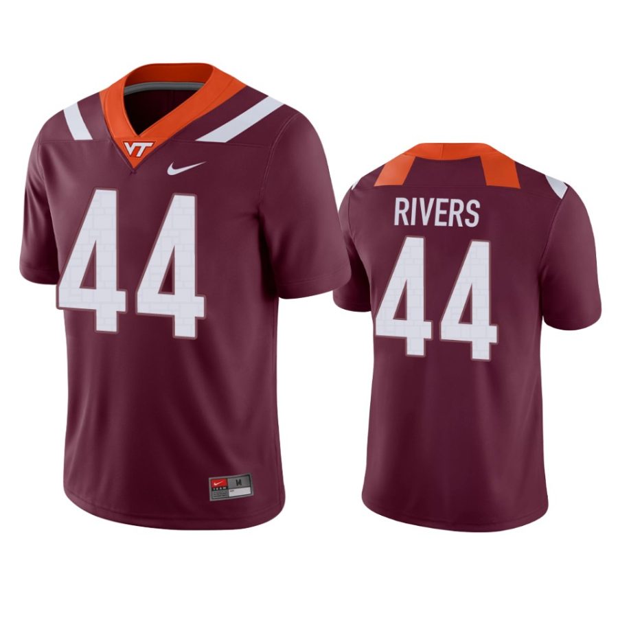 virginia tech hokies dylan rivers maroon game jersey