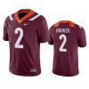 virginia tech hokies hendon hooker maroon game jersey