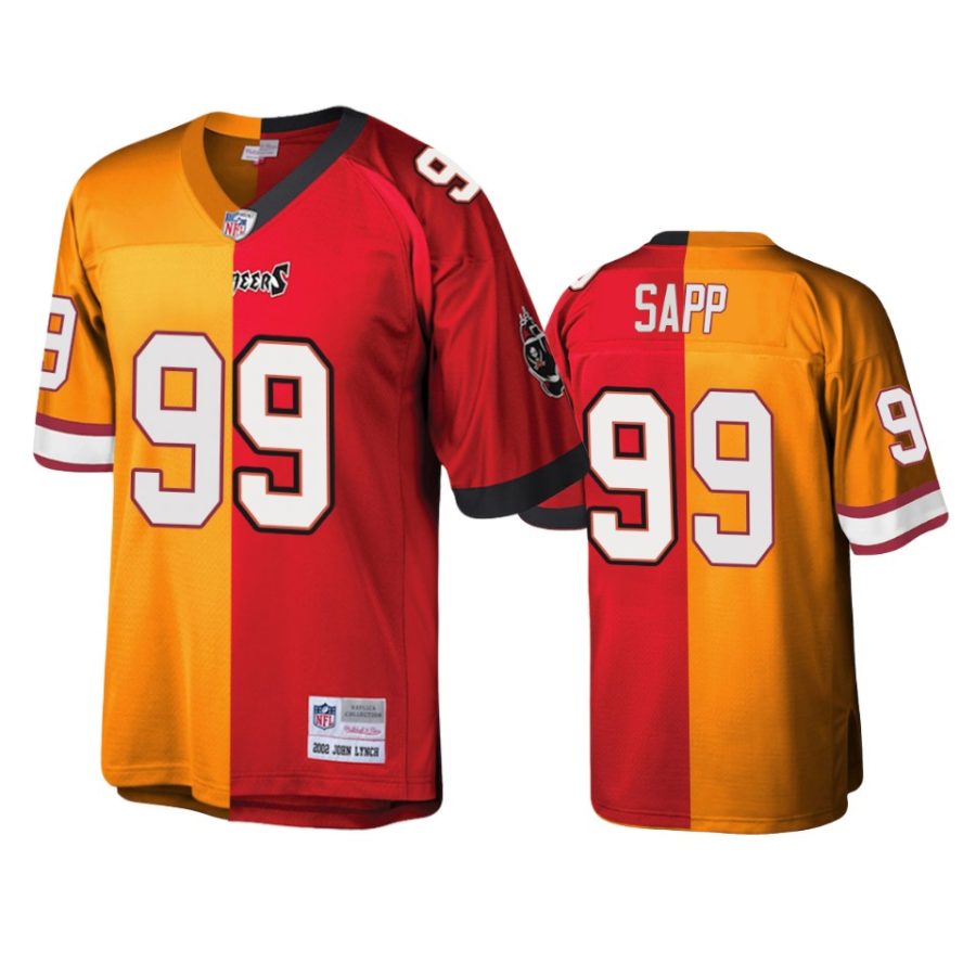 warren sapp buccaneers red orange split legacy replica jersey