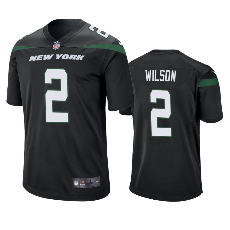 zach wilson jets black game jersey