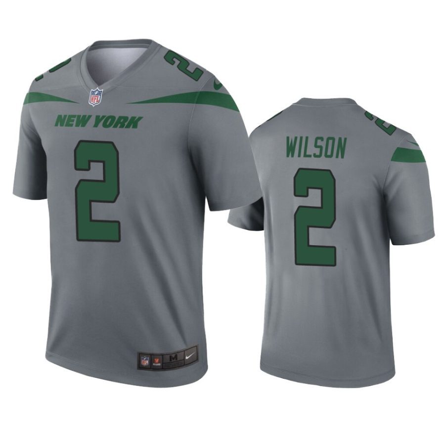 zach wilson jets gray inverted legend jersey