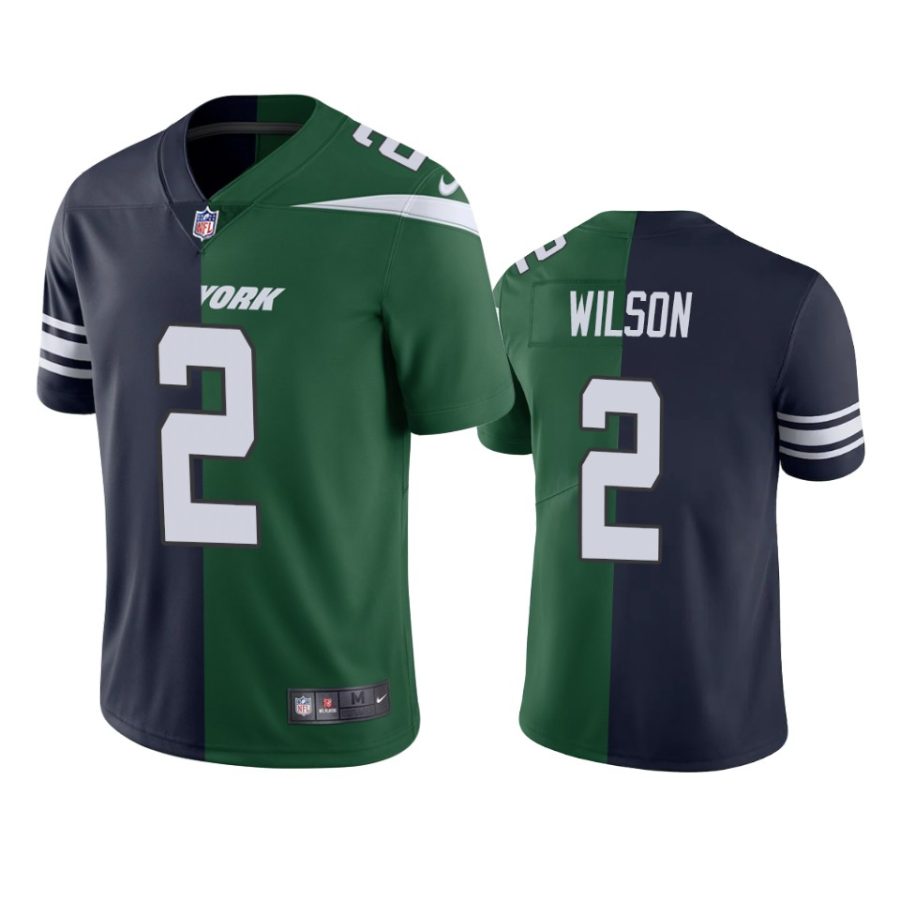 zach wilson jets navy green 2021 nfl draft split jersey