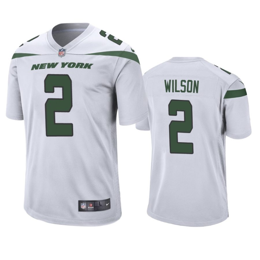 zach wilson jets white game jersey