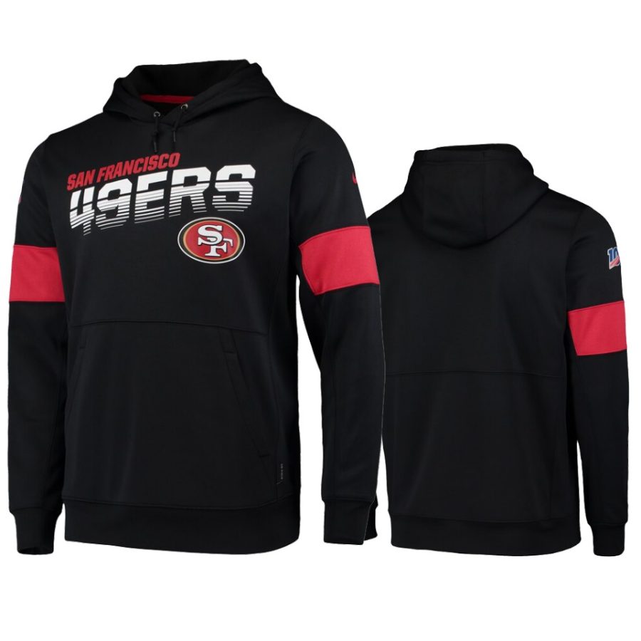 49ers black 100th season sideline team logo hoodie