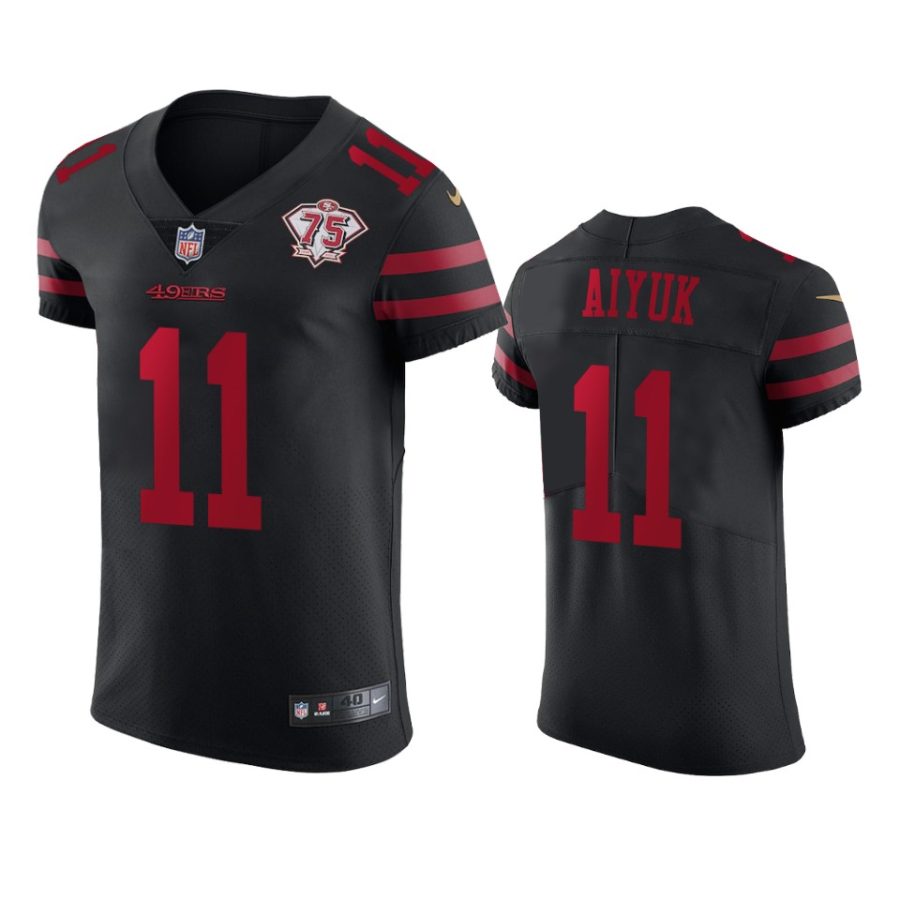 49ers brandon aiyuk black 75th anniversary vapor elite jersey