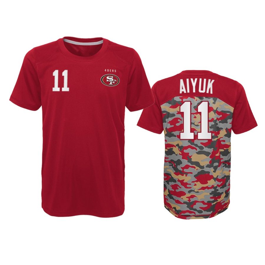 49ers brandon aiyuk camo scarlet extra yardage t shirt