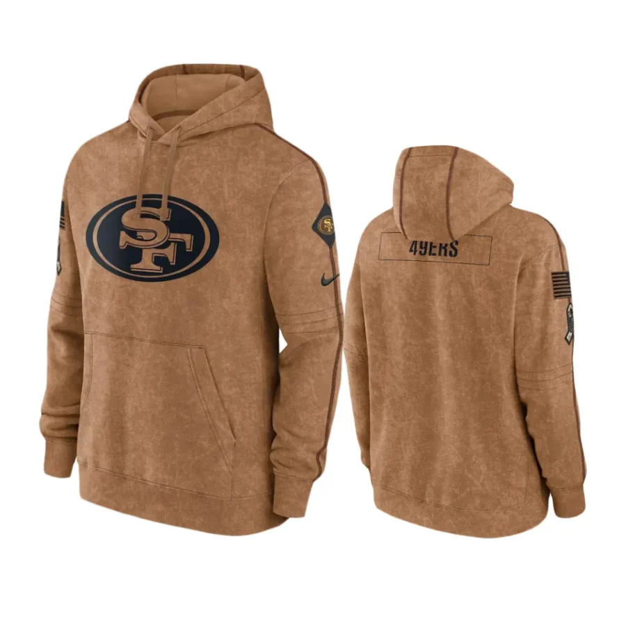 49ers brown 2023 salute to service club hoodie