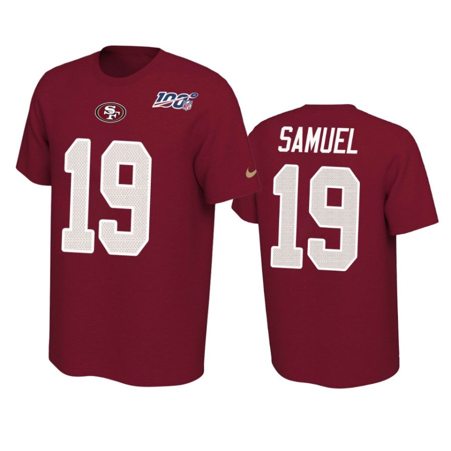 49ers deebo samuel scarlet player pride 100th season tee