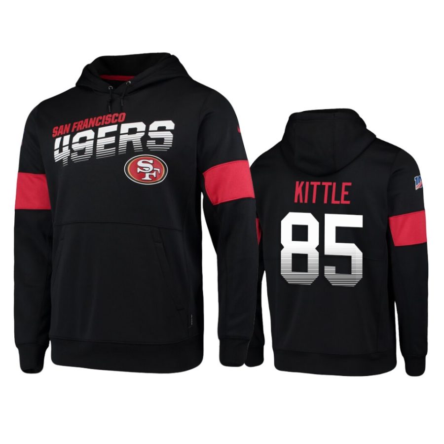 49ers george kittle black sideline team logo 100th season hoodie