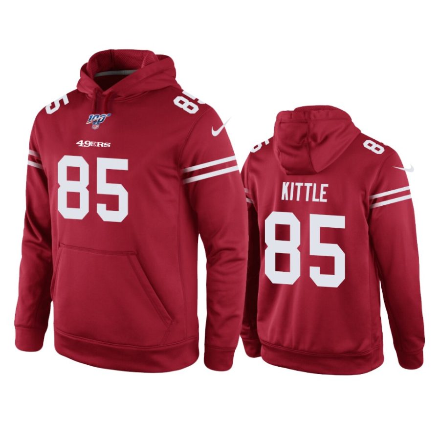 49ers george kittle scarlet game 100th season hoodie