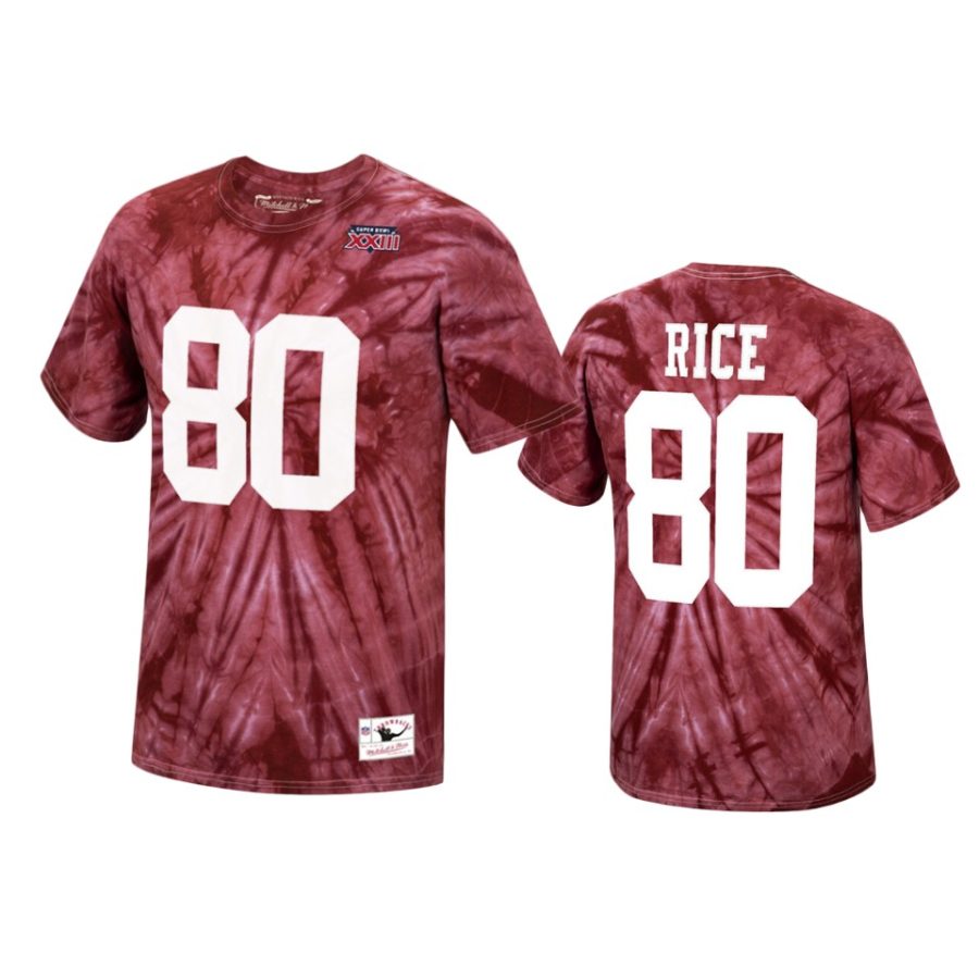 49ers jerry rice scarlet tie dye super bowl xxiii t shirt