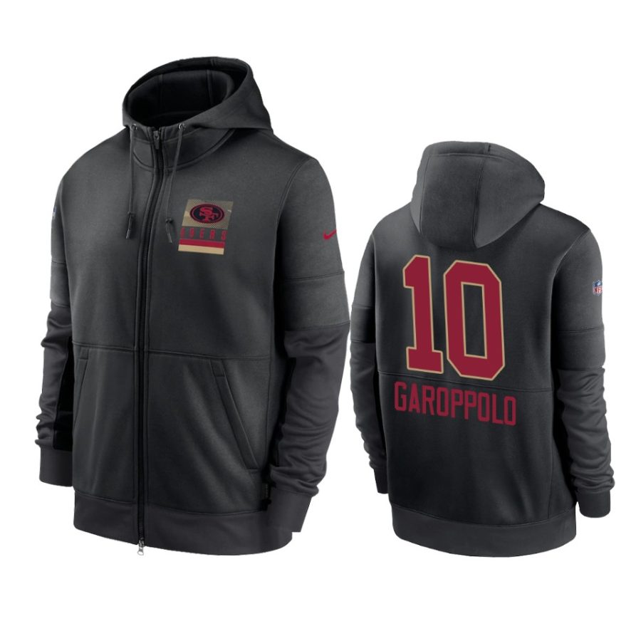 49ers jimmy garoppolo black sideline impact lockup hoodie