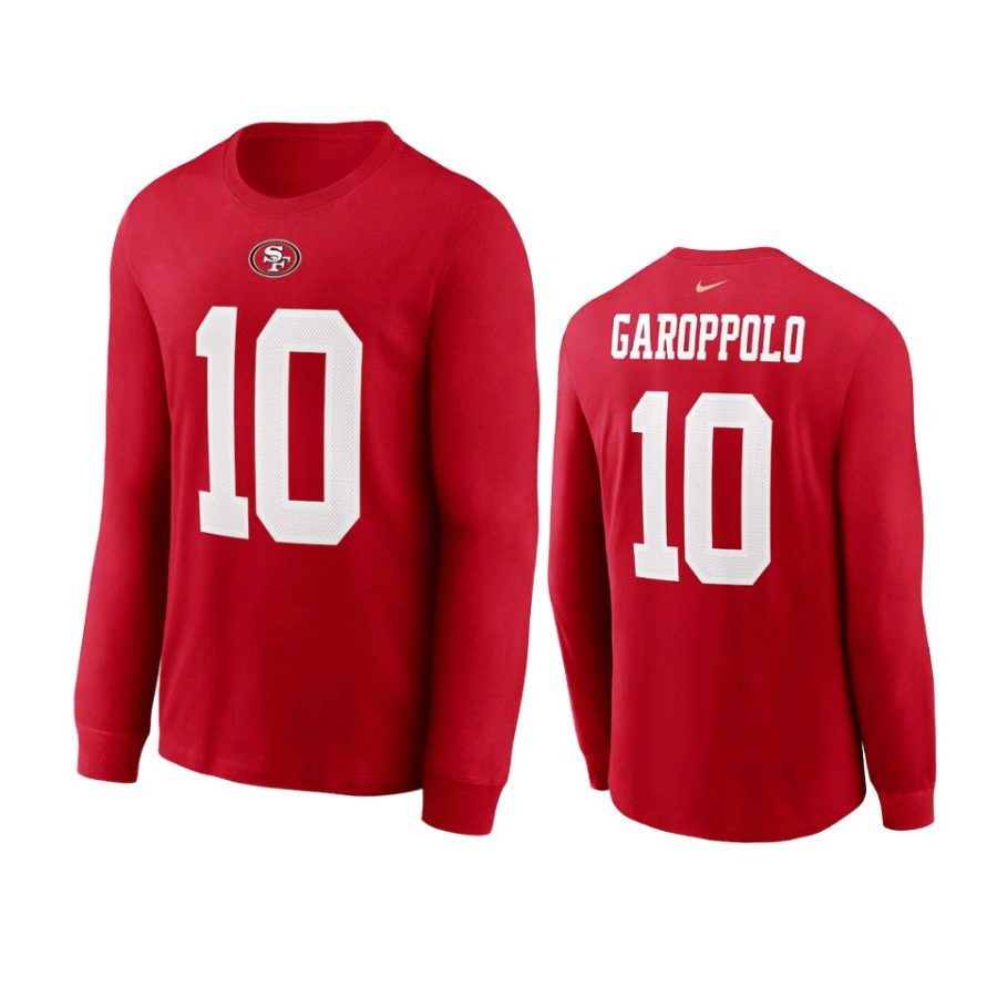 49ers jimmy garoppolo red name number long sleeve t shirt