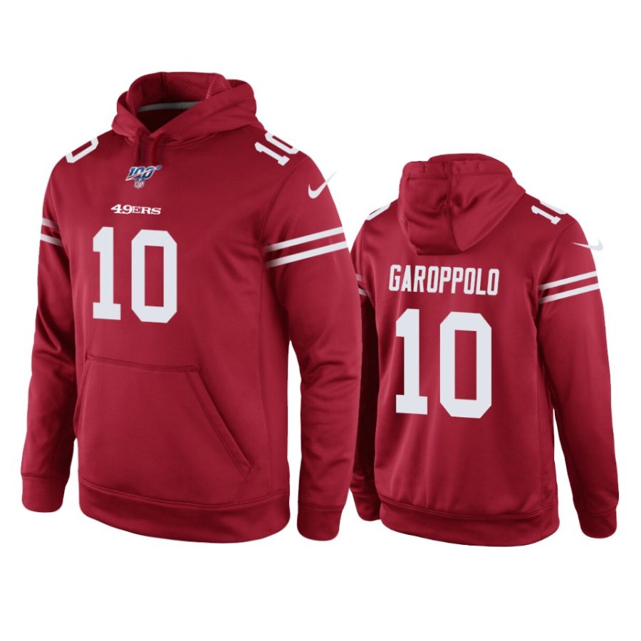 49ers jimmy garoppolo scarlet game 100th season hoodie