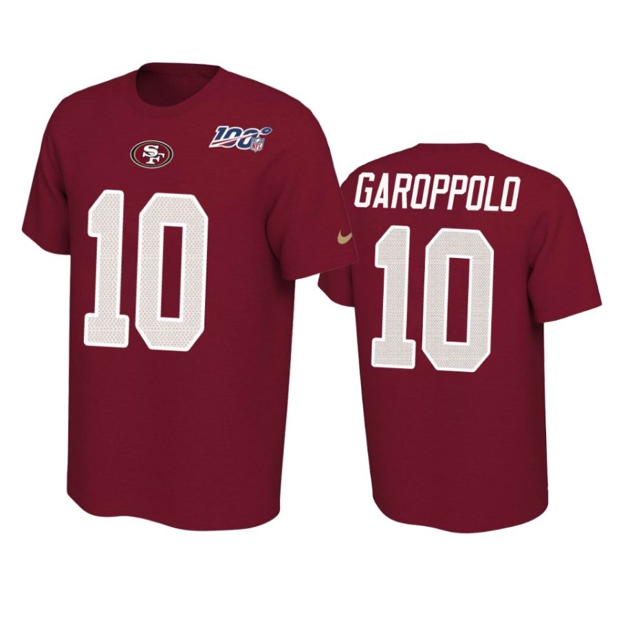 49ers jimmy garoppolo scarlet player pride 100th season tee