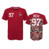 49ers nick bosa camo scarlet extra yardage t shirt