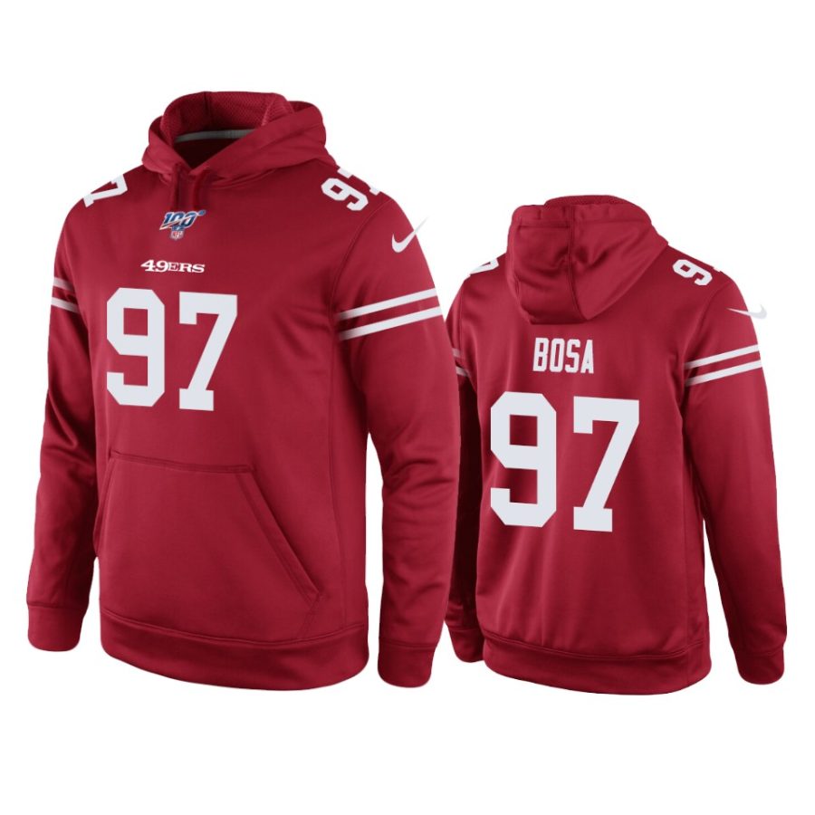 49ers nick bosa scarlet game 100th season hoodie