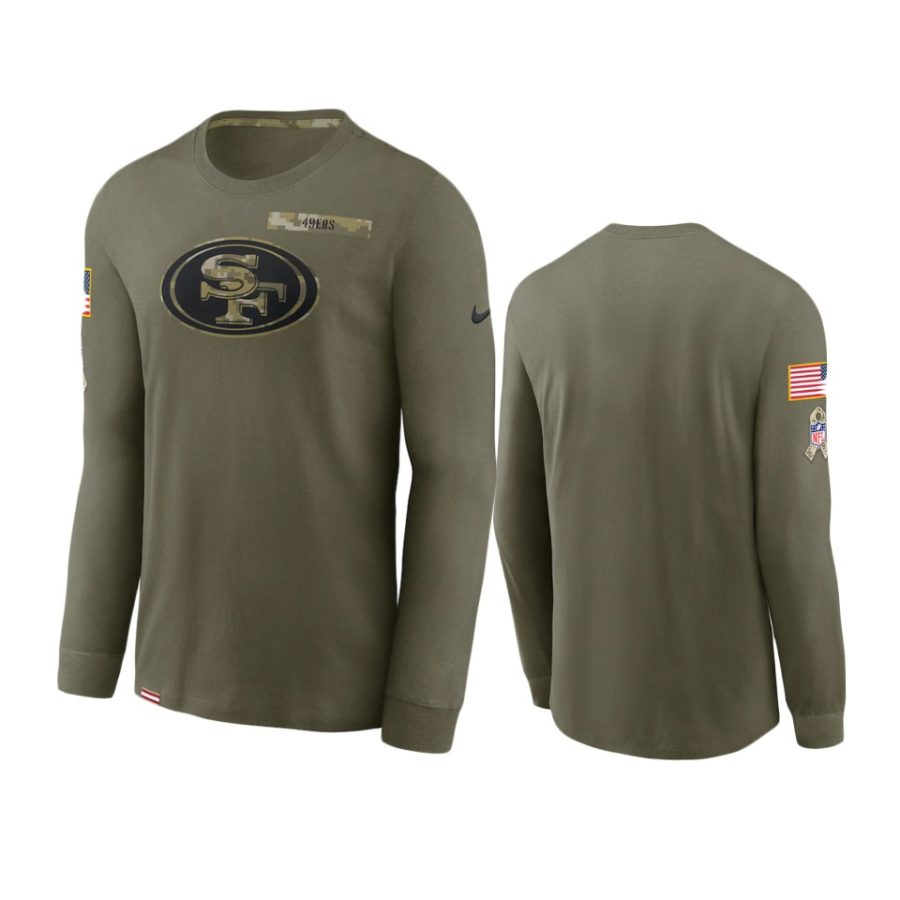 49ers olive 2021 salute to service performance long sleeve t shirt