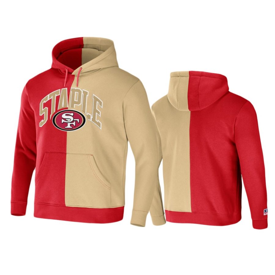 49ers red staple split logo hoodie