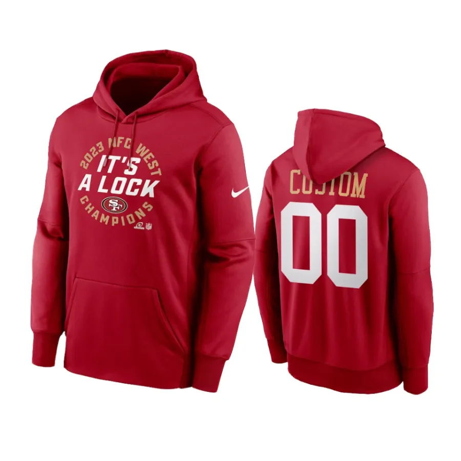 49ers scarlet 2023 nfc west division champions locker room trophy collection hoodie