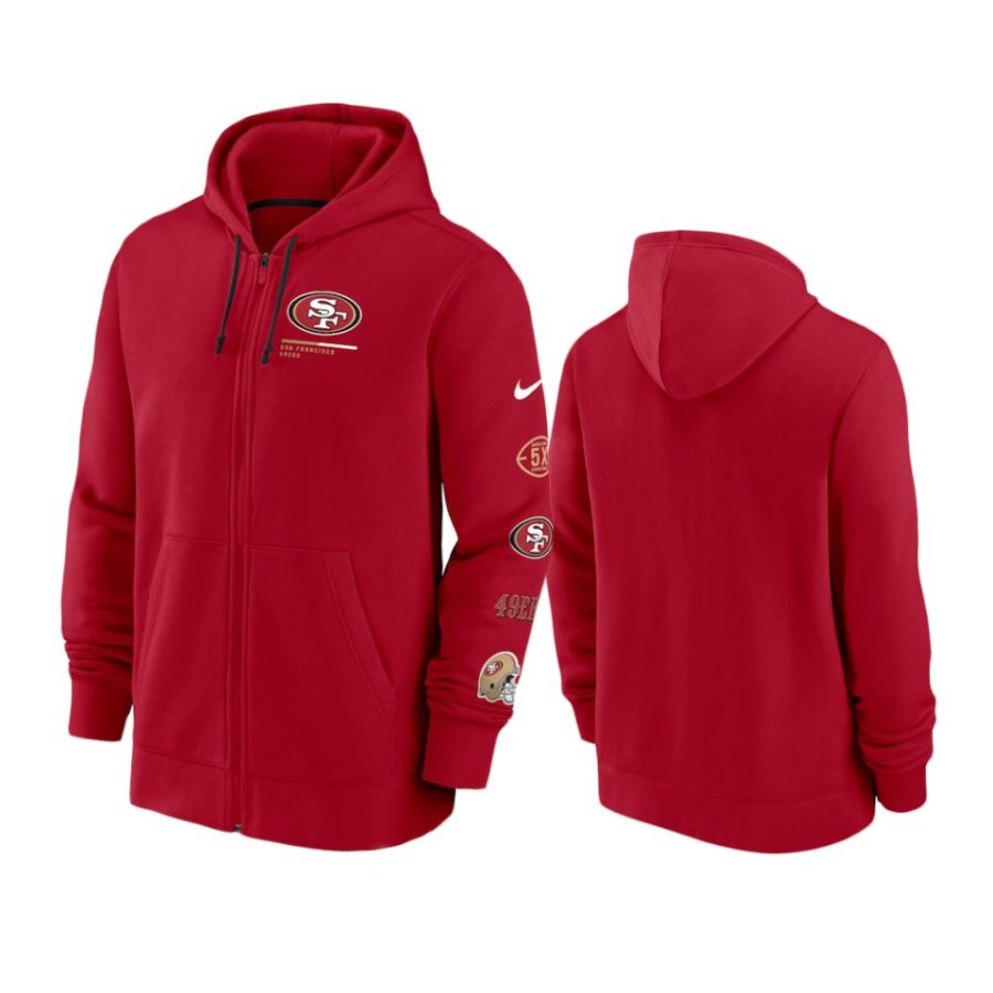 49ers scarlet surrey full zip hoodie