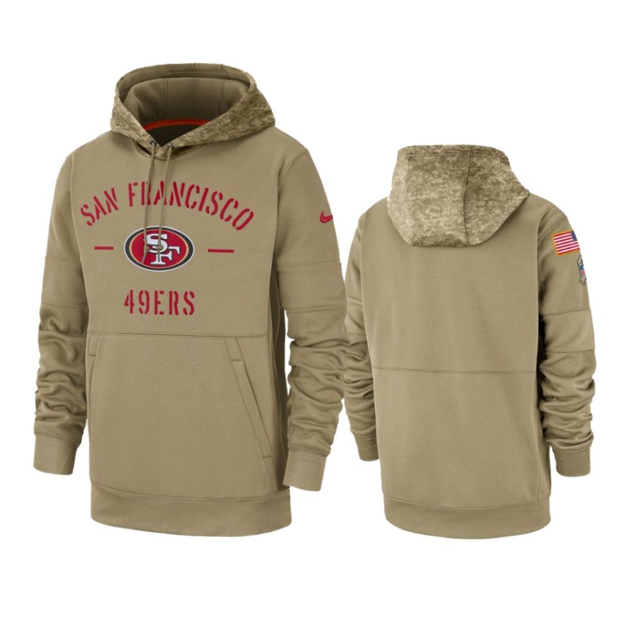 49ers tan 2019 salute to service sideline therma hoodie