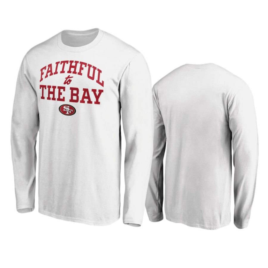 49ers white faithful to the bay primary oval t shirt