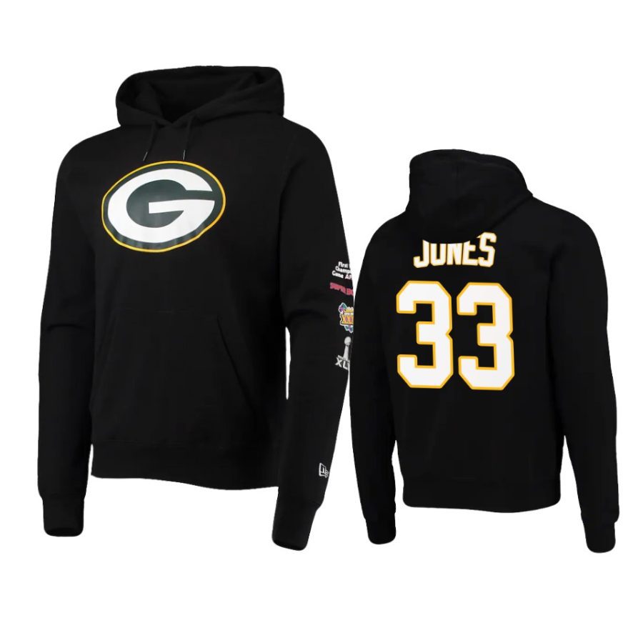 aaron jones packers black super bowl champions hoodie